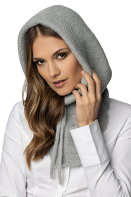 Women's Hood And Gloves for Winter and Autumn Set Stylish Balaclava Warm And Functional For Cold Weather Comfort With Soft Yarn And Elegant Tinsel Detail 7097Kmpl, light grey
