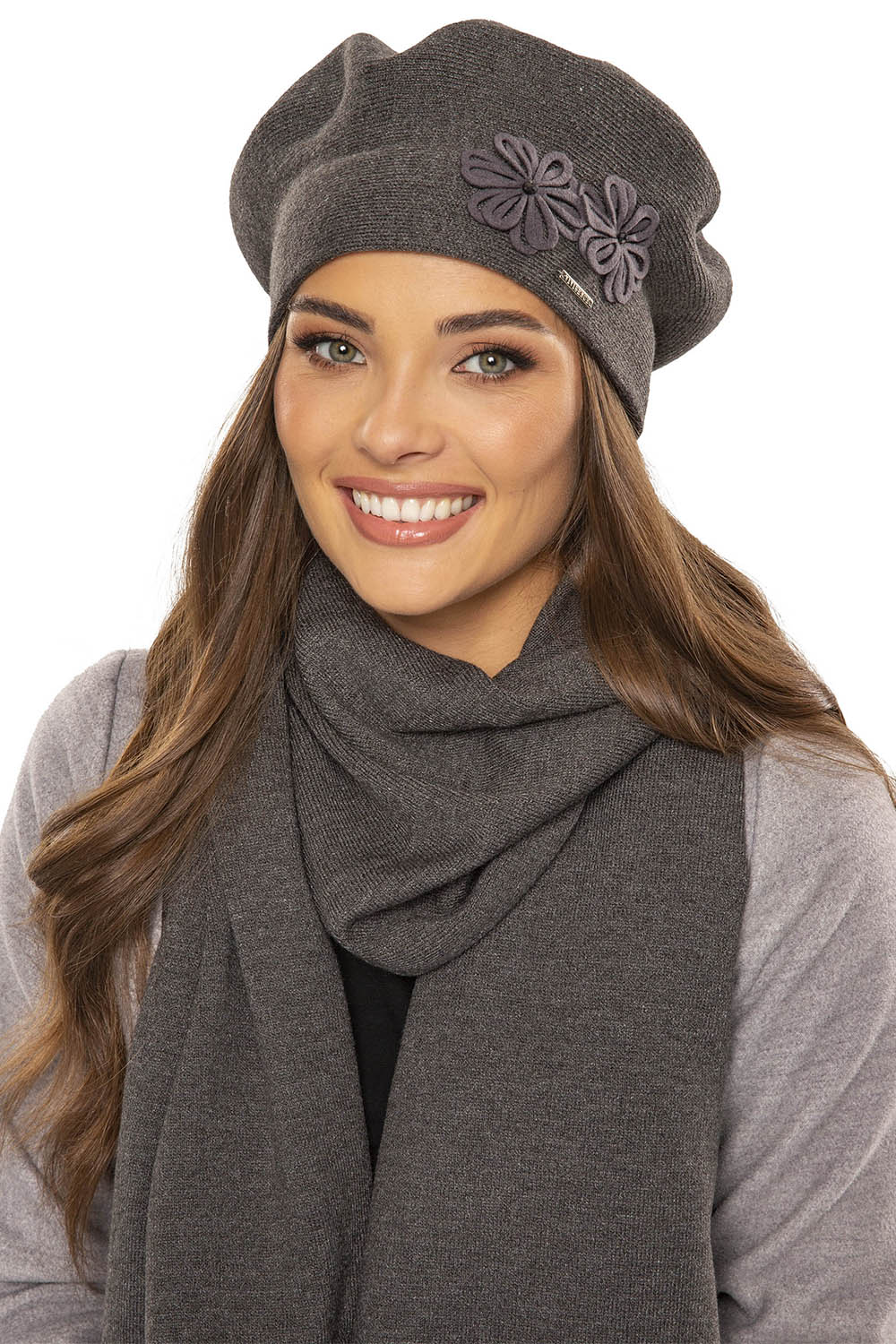 VIVISENCE Damen Baskenmütze Warm Dick Wintermütze Ideal für Kalte Tage 7007, dunkelgrau