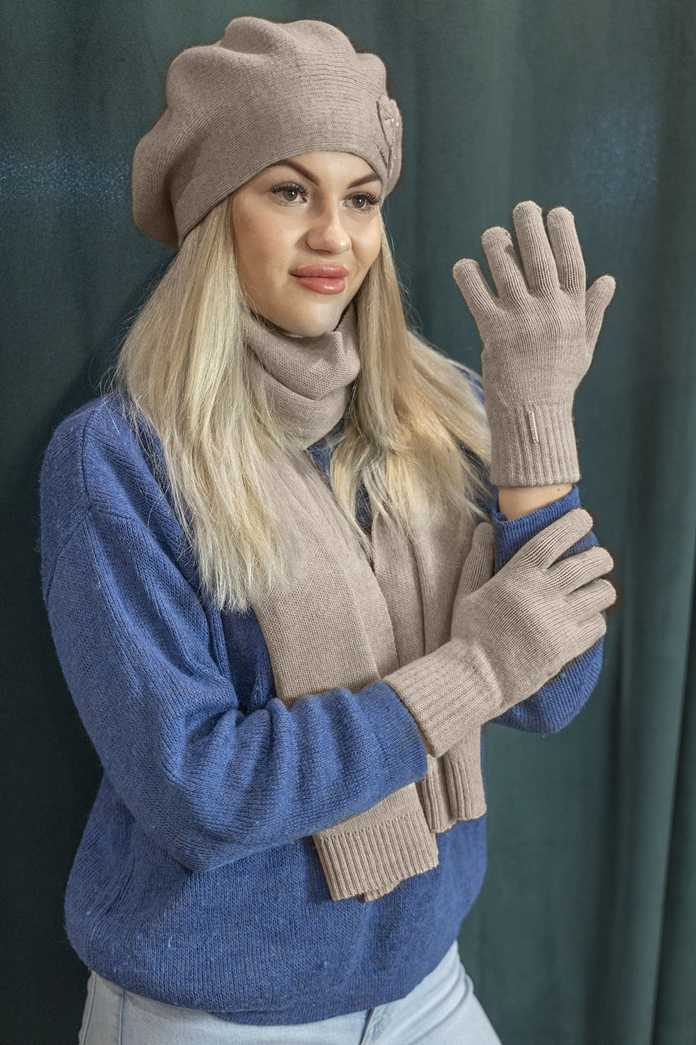 Vivisence Damen Handschuhe Winter Aus Warmem Garn Perfekt für Kalte Tage 7204, beige