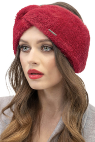 Vivisence Fluffy Lined Twisted Headband For Women Warm Autumn Winter 7093, maroon