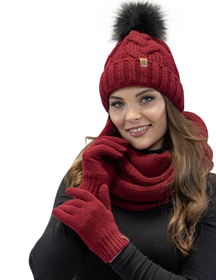 Vivisence Damen Winter Handschuhe Weichem und Warme Ideal für Kaltes Wetter 7014, weinrot