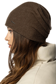 Vivisence Damen Mütze Wolle Falten Fleece Gefüttert Bequem Alltag Winter 7085, braun