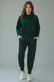Vivisence Women's Tracksuit Set With Loose Hoodie And Tapered Trousers Stylish Activewear Featuring Elastic Waistband Side Pockets And Ribbed Trims For Daily Comfort, 