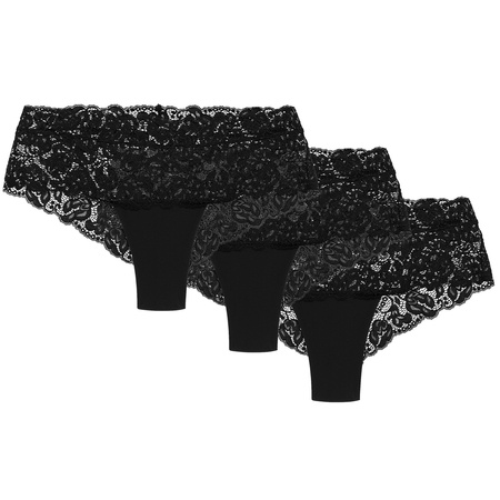 Wolbar ladies briefs with lace WB413 3-pack, Black