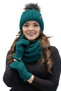 Vivisence Ensemble Hiver Chapeau Comin Gants Pour Confort Quotidien, turquoise foncé
