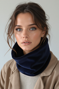 Vivisence Femme Snood Hiver Tricot Doux En Coton Confortable Chaleur Chaque Jour, bleu foncé