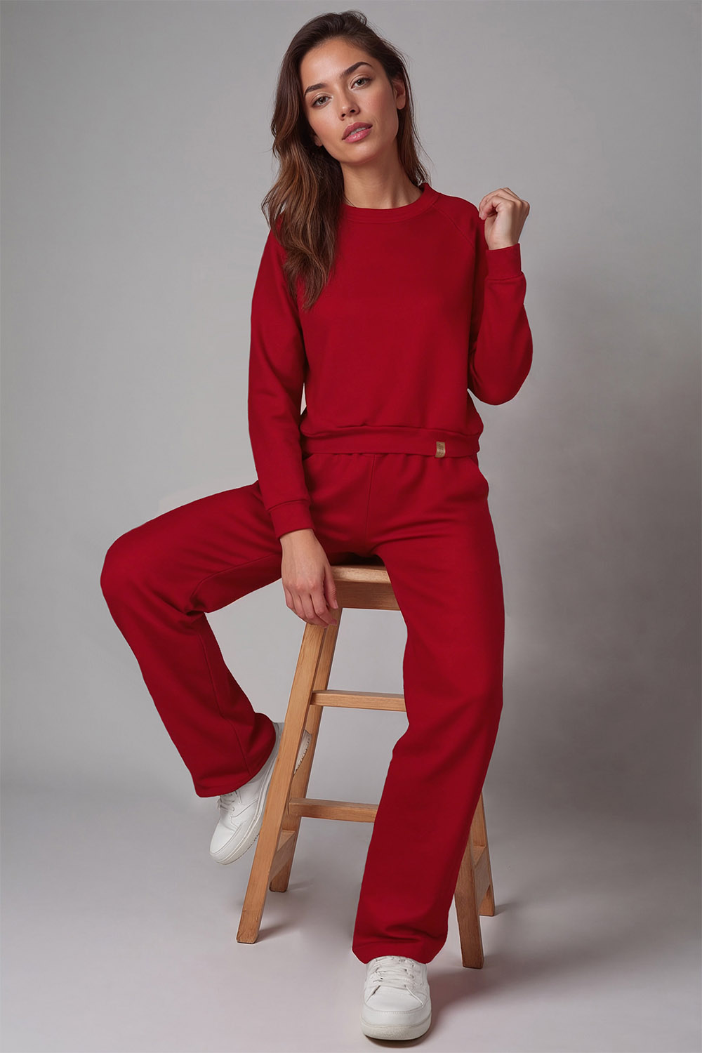 Vivisence Loungewear Damen Trainingsanzug Set Lockerer Schnitt Rundhals Freizeitanzug Mit Taschen 9205, 