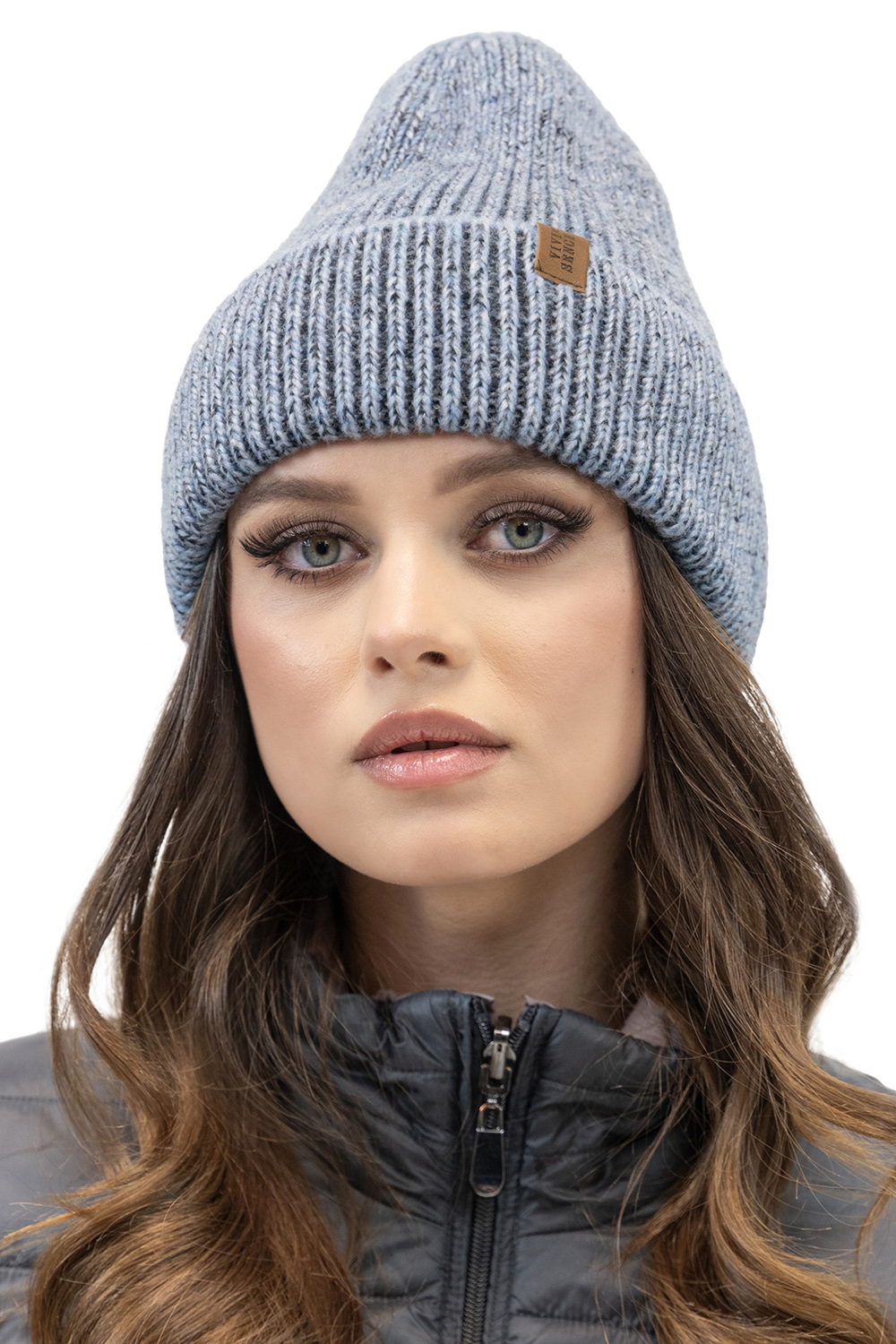 Vivisence Damen Mütze Winter Strickmütze Zweifarbigem Wärmendem Garn Herbst 7098, blau