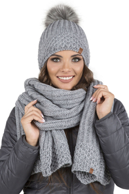 Vivisence Knitted Classic Scarf For Women Soft And Warm Everyday Look 7016S, light grey