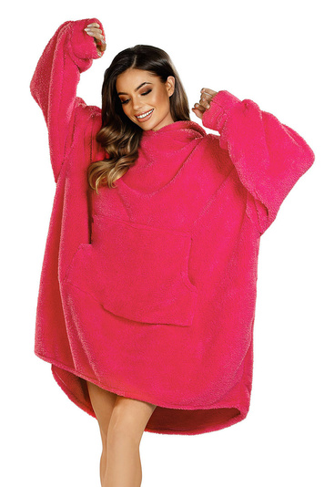 Vivisence Oversized Blanket Hoodie Universal Fit Soft Wearable Blanket Large Front Pocket Soft Material Perfect for Winter Comfort and Gift Ideas, raspberry