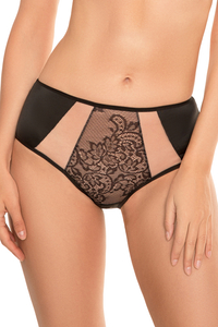 Vivisence Cullote Slip Classique Taille Haute En Microfibre Et Dentelle Confortable Élégant Avec Inserts Délicats Parfait Pour Un Ensemble Et Raffiné 1004W, noir