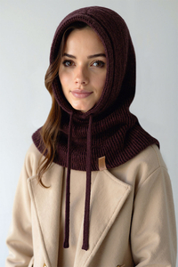 Vivisence Femme Cagoule Hiver Coton Doux Réglable Chaleur Quotidienne Confort, marron