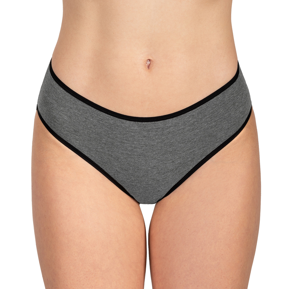 Vivisence culotte classique slip pour femme 4016, bande noire: gris foncé