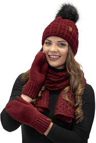 VIVISENCE Damen Winter Fausthandschuhe Komfort an kalten Wintertagen 7015, weinrot