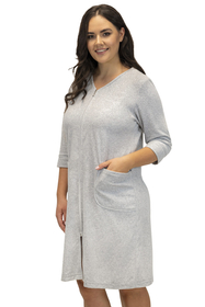 Vivisence Robe with Pockets Cotton Zipper Closure Comfortable To Wear At Home 5027, grey