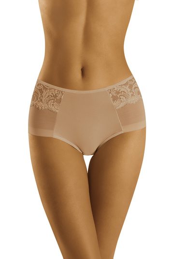 Wolbar women's lace mesh high waist briefs WB431, Beige