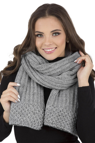 Vivisence Knitted Classic Scarf For Women Soft And Warm Everyday Look 7016S, light grey
