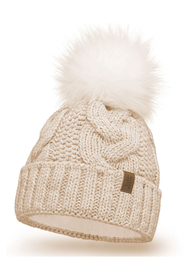 Vivisence Winter Hat With Pom Pom For Women Warm Ideal For Cold Days 7014, light beige