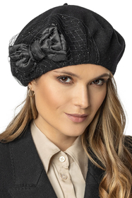 Vivisence Damen Baskenmütze Winter Warm Wolle Elegante Gemütlich Herbst 7081, schwarz