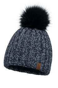 Vivisence Winter Bommelmütze für Damen Herbst Frauen Wintermütze mit Bommel Antistatischem Innenfutter Perfekte Passform für Kalte Wintertage Modell 7086, dunkelblau