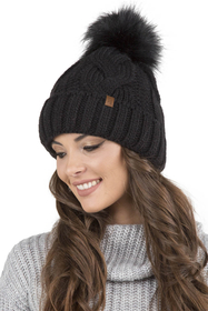 Vivisence Winter Hat With Pom Pom For Women Warm Ideal For Cold Days 7014, black