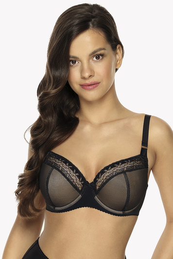 Gaia beautiful classic semi padded bra shiny pattern 990 Philippa , Black