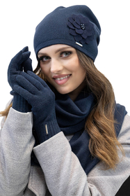 Vivisence Damen Mütze Wintermütze Klassischem Schnitt Warme Gemütlich Wolle 7010, dunkelblau