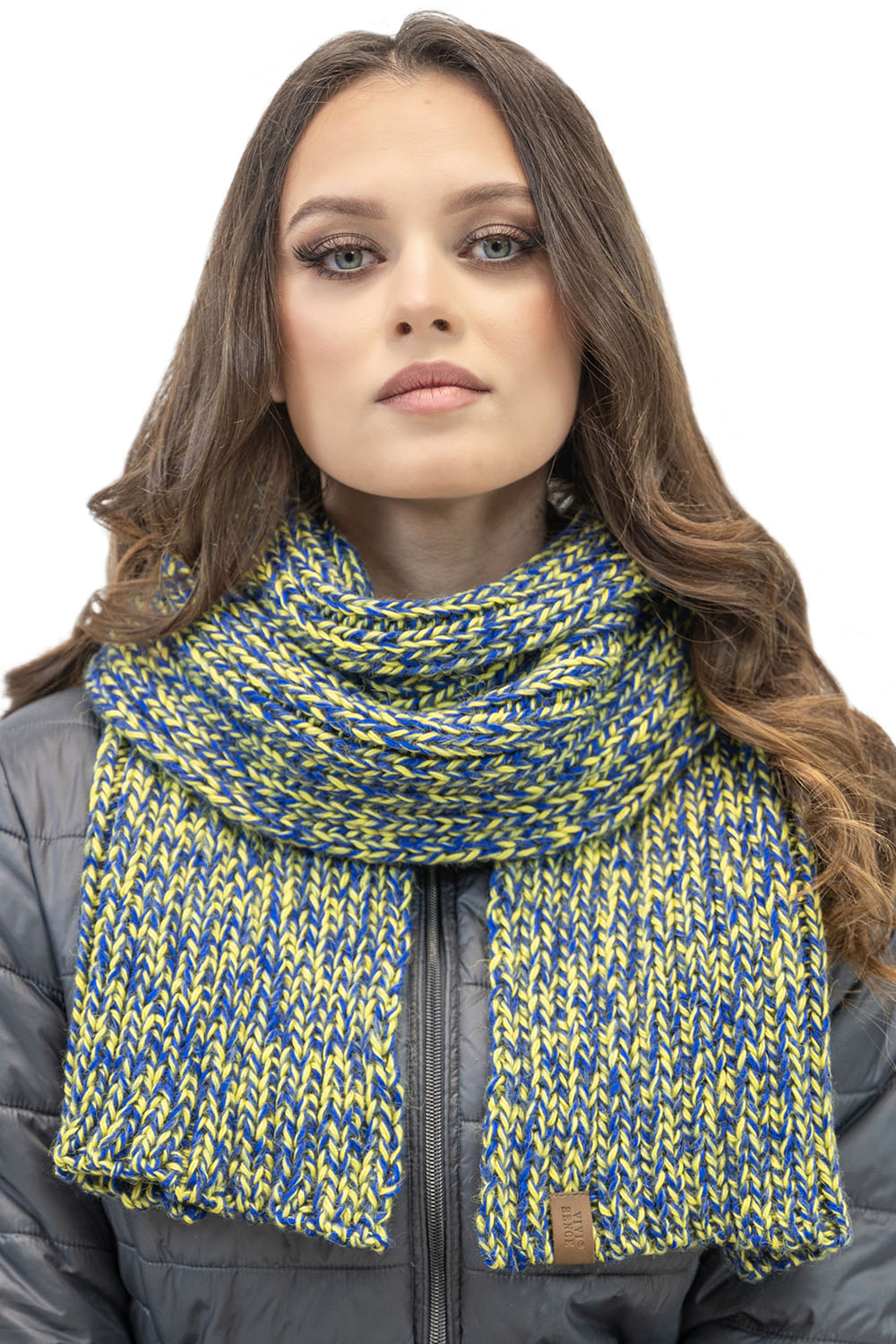 Vivisence Écharpe Pour Femme L'Automne et L'Hiver Longue Bicolore À La Mode En Fil Chaud Doux Parfaite Pour Les Froides Journées D'Hiver S'adapte Aux Tenues Élégantes Et Sportives 7107, jaune