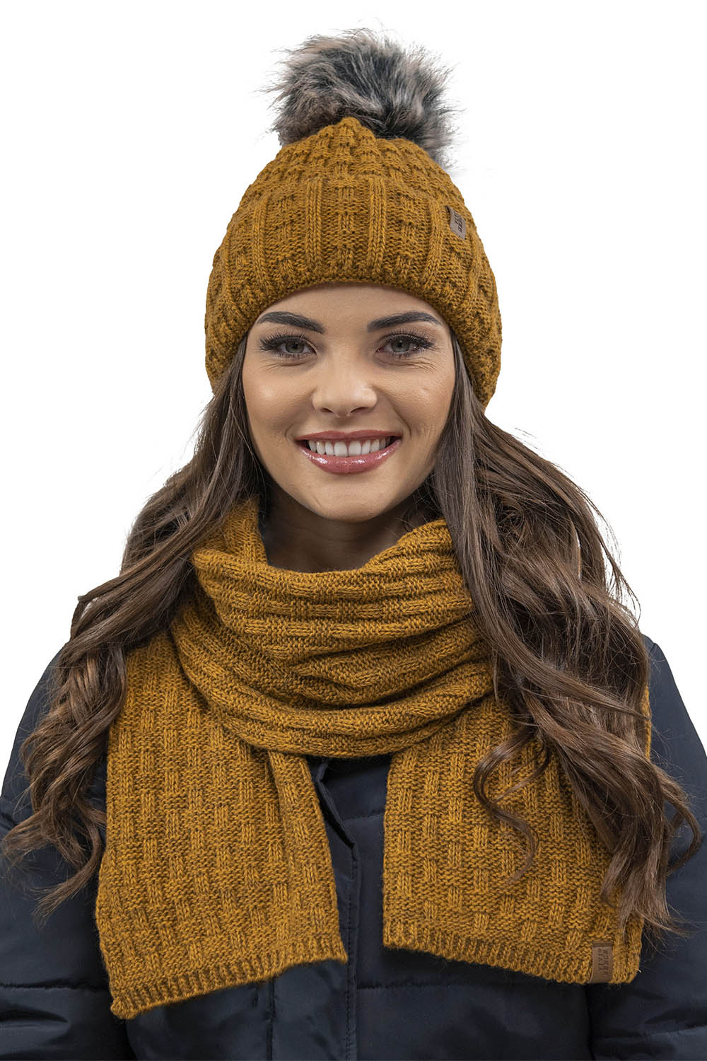 Vivisence Écharpe Femme Hiver Douce Et Chaude Pour Les Journées Froides 7015S, jaune foncé