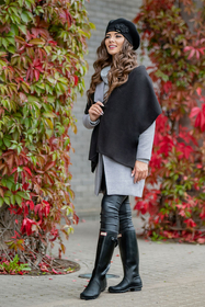 Vivisence Women's Winter Scarf Knitted Warm Comfortable For Cold Days 7102, black